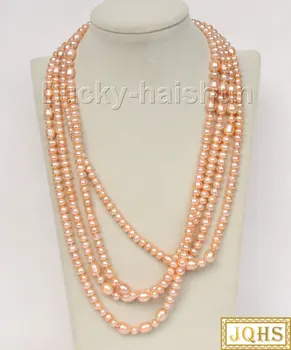 Timp 223cm 11mm baroc roz perle de apă dulce margele Fir colier j9837 colier lanțuri de bijuterii en-gros