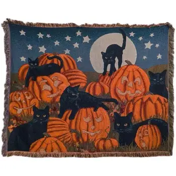 Halloween ciucure pătură de uz casnic de fundal tapiserie de perete tricotate set canapea praf-dovada pat pătură șal de camping în aer liber pisica