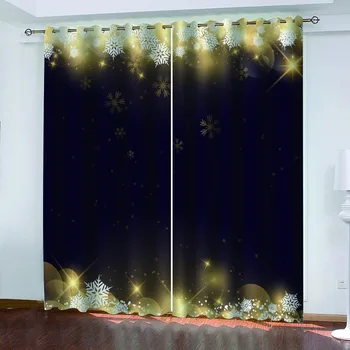 De lux Opace 3D Fereastră Perdea Pentru Camera de zi albastru de crăciun perdele Groase de umbrire izolate fonic windproof cortina