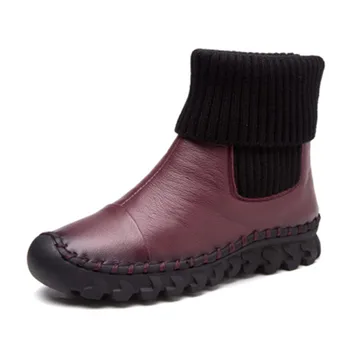 BEYARNE Nou 2018 Femei de Iarnă Glezna Cizme lucrate Manual din Catifea Plat Cu Cizme Pantofi Confortabili Pantofi Casual Femei Cizme de Zăpadă
