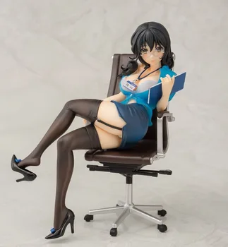 17CM Japoneză anime sexy figura Secretar scaun de birou fata sexy cu ochelari figurina de colectie model jucării pentru băieți