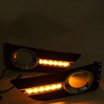 1 Pereche Auto LED DRL Lumini de Zi de Funcționare a lămpii de ceață acoperă lumina Zilei Rândul său, galben și albastru de noapte Pentru Toyota Camry 2012