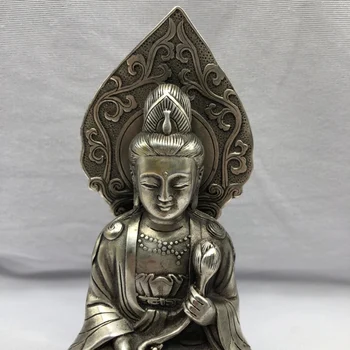 Colecta China Manoperă Fin De Cupru Si Nichel Sculptura Guanyin Buddha Artizanat Metal Decor Acasă#2