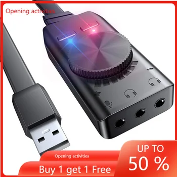 Virtual pe 7.1 Canale de Sunet Card GS3 Negru Convertor Adaptor Extern USB Audio de 3,5 mm Căști Stereo Pentru PC, Notebook, Desktop
