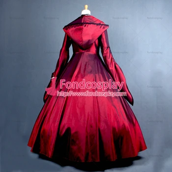 Fondcosplay Victorian Rococo Medieval Rochie de Bal in stil Gotic întuneric roșu wizard Tafetta Rochie de Cosplay Costum adaptate[G778]