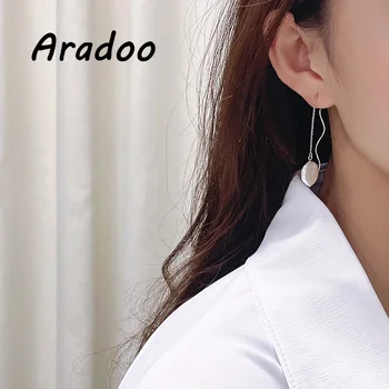 ARADOO S925 Argint Naturale Baroc Heterosexual Pearl Cercei Buton cu Lumină de Lux Simplu în Formă de Perle Lung Val Cercel