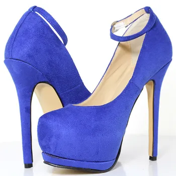 SHOFOO pantofi,Moda noutate pantofi pentru femei, cașmir albastru din piele,de aproximativ 14,5 cm pantofi cu toc înalt, rotund toe pompe.DIMENSIUNE:34-45