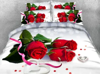 Trandafiri Magazin 3D red Rose set lenjerie de Pat pilota plapuma lenjerie de pat lenjerie de pat cuvertura Cal Super-King size, queen twin 4BUC