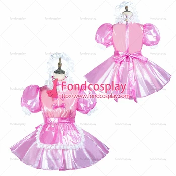 Fondcosplay adult sexy cross dressing sissy servitoare hot pink pvc transparent rochie blocabil Uniformă șorț costum adaptate[G2438]