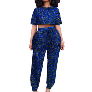 Personaliza Africane Costume Pentru Femei Mini Topuri Patch Jogger Pants Nigerian Doamna de Moda Ankara Imprimare Uzura de Partid