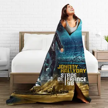 Johnny Hallyday Flanell Decken Musik Funny Werfen Decke für Zu Hause 150*125cm Bettdecken