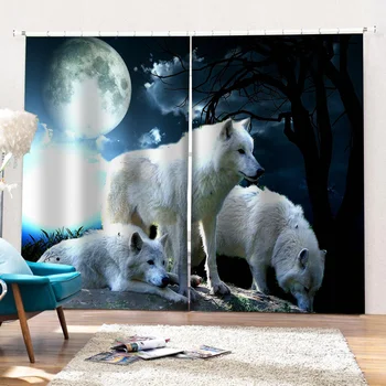 Custom White Wolf 3D Fereastră Perdele Living Dormitor Camera Copiilor Cortina de Design de Moda Moderne Draperii Opace
