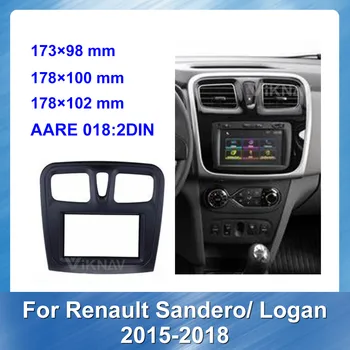 Tăiați Kit Radio Auto Măștii Panoului de Cadru pentru Renault Sandero Logan-2018 Mașină de retehnologizare DVD cadru GRI DARK SILVER Bezel