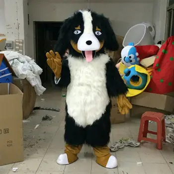 Timp De Blană De Câine Mascota Costum Animal Unisex Rochie De Petrecere De Halloween Personaj De Desene Animate Adult Mascota