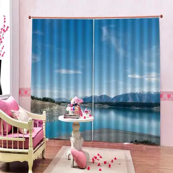 De lux Opace 3D Fereastră Perdele Pentru Camera de zi Dormitor Personalizat dimensiune lac Natural peisaj montan Decor perdele