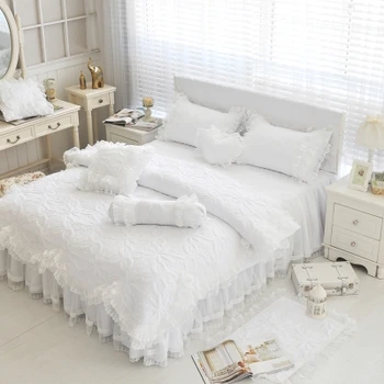 Cuvertură de pat Princess lenjerie de pat de patru piese set de bumbac moale, confortabil pat matlasate din bumbac broderie