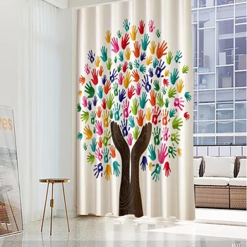 Culoare personalizată Copac Fereastră Perdele Pentru Camera de zi Nailon Tesatura Acasă Moderne Decorative Pentru Fete Baieti Perdele Cameră Decora Fereastra