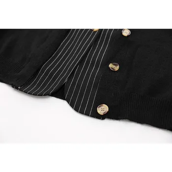 Femei De Iarnă Fals Două Piese Cardigan Tricotate T-Shirt, Pulovere Largi Casual Plus Dimensiune Harajuku Doamnelor Tricotate Bluze 2021