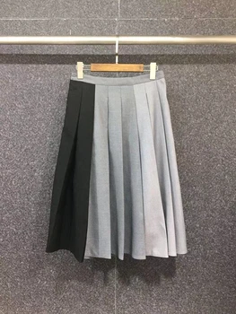 2021 noi femeile de moda talie elastic decor de culoare de potrivire cusaturi de decor cutat toate-meci mid-lungime fusta 1021
