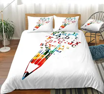 Creion colorat Carpetă Acopere Set Lenjerie de Pat Drăguț Stil Simplu Set de lenjerie de Pat pentru copii Cuvertură de pat Home Textile din Microfibra Paturi Set