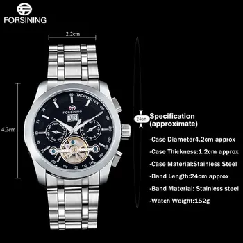 FORSINING Barbati Brand de Top Ceas de Lux Automatic-Mecanice Ceasuri de mână Brățară din Oțel Inoxidabil Ceas Relogio Masculino