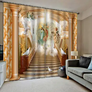 De lux perdele de mătase 3D Europene palatul înger simplu de design dormitor Opace fereastră perdele 2020 moderne perdele fereastră