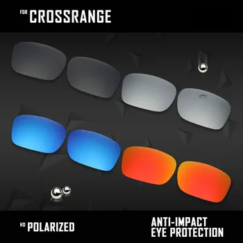 OOWLIT 4 Perechi de ochelari de Soare Polarizat Lentile de Înlocuire pentru Oakley Crossrange OO9361-Black & Silver & Blue Ice & Fire Red
