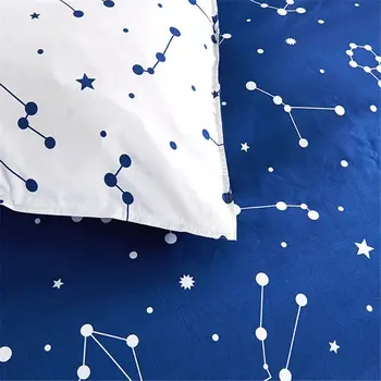 EsyDream Acasă lenjerie de Pat,Culoare Albastru Constelație 4PC Carpetă Acopere Seturi,Spațiu Stil lenjerie de Pat Copii