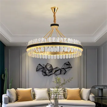 LUMINOASE Oval Candelabru de Cristal Pandantiv Lampă Postmodern Acasă din Piele Rotund corp de iluminat pentru Living Sala de Mese