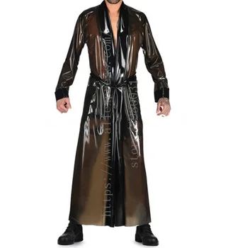 Costum Cool haină lungă transparent negru bărbați halat de ce este fabricat din latex natural materiale