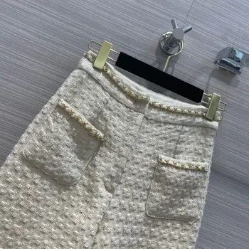 De lux Solid Tweed, Pantaloni pentru Femei de Moda Naveta Direct Pantaloni de Lână de Calitate Superioară Tăiat 3D de Înaltă Talie Pantaloni Slim Lady Iarna 2021