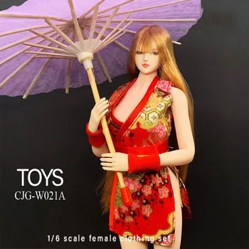 1/6 Sexy Femeie Japoneză Stil Chimono Scurt Costum de Baie cu ulei de Umbrelă de Hârtie pentru 12 inch Figurine Model de Corp CJG-021