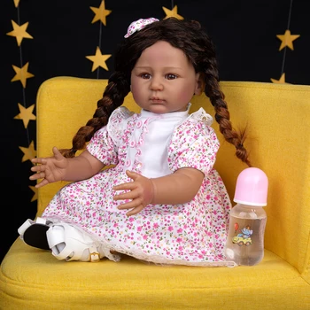 Jucarie papusa African American Păpușă de cârpă corpul silicon renăscut baby doll ca marime reala fata de copilul bonecas copii Pretinde Jucărie