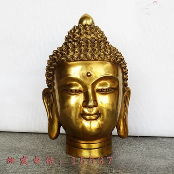 22CM -Angro Buddha figura # ACASĂ de familie eficace de Protecție Talisman # Budismul FENG SHUI Retro Alamă de AUR statuie a lui Buddha