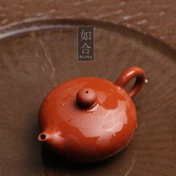 Minereu de noroi chaozhou kung fu zhu ceainic vas mic de cabinet și două căni de trei cesti de ceai oală mică pură manual
