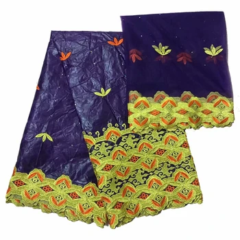 Bazin riche Textile brode tissus africain tul țesături pentru rochie material pentru obiecte de artizanat nigerian gele headtie 5+2 metri/lot