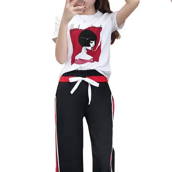 Noi Vara Trening Marime Mare Pentru Femei Imprimate cu mânecă Scurtă T-shirt și Pantaloni Două Seturi de Piese de imbracaminte Sport Femei Plus Dimensiune 5XL