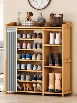 Suport pantofi de uz casnic simplu și economic de stocare artefact din lemn masiv multi-strat de protecție anti-praf pânză de artă dulap pantofi
