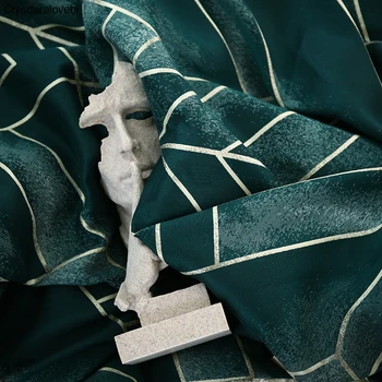 Semi Draperii pentru Dormitor, Living, perdele de Lux cu Dungă Model Creativ Nordic Draperii Retro Verde Gri Jaluzele