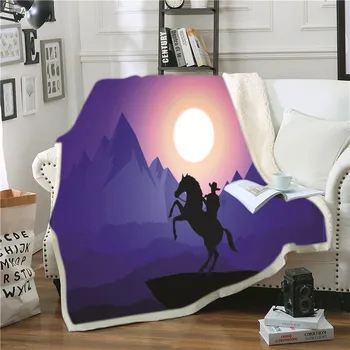 West Cowboy Sherpa Fleece Pătură de Lux Arunca Pătură Fotoliu Restul Cuvertura de pat pentru Adulti Quilt Capac de Imprimare 3D Textile Acasă