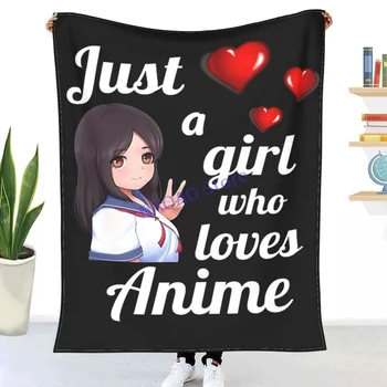 Fată Anime Doar O Fată Care Iubește Anime Arunca Pătură Foi de pe pat Pături pe canapea zăbrele Decorative cuverturi de pat Fericit