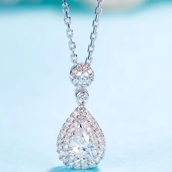 AEAW Vinde ca Hot de 0.30 ct 18k aur alb Clasa de Top de Moda doamnă pere tăiat diamant Pandantiv Colier pentru Femei
