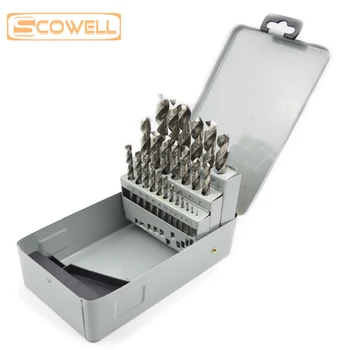 30% OFF 25pcs SCOWELL HSS Twist Set burghie Jobber Burghiu Kit Pentru Metalice din Otel Inoxidabil de 1 mm - 13 mm Burghie Metal Set