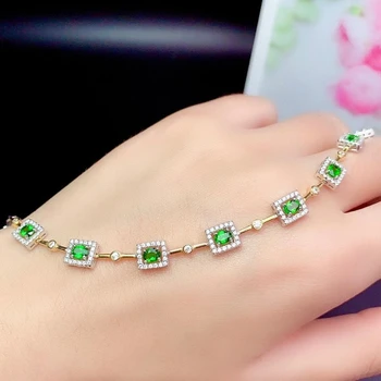 În 2020, cele mai noi elegant verde diopsid piatră prețioasă brățară pentru femei bijuterii bijuterie naturala certificat de real argint 925 partid cadou