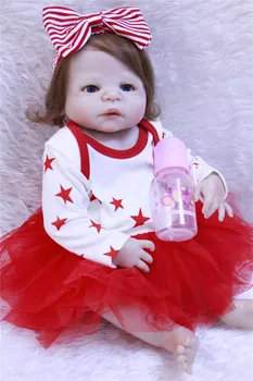 Dollmai Corp Plin de Silicon Vinil Copii Păpuși Reborn Realiste în Viață 23 inch Nou Copilul purta o rochie Roșie Bonecas Rebron cadou jucărie