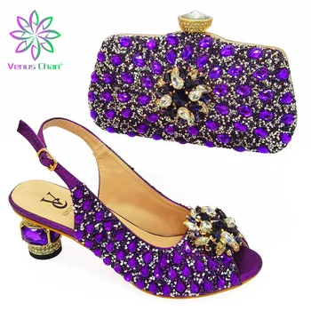 La modă Vin Italian Doamnelor Pantofi și Sac pentru a se Potrivi în Violet Culoare de Înaltă Calitate Nou Africane Sac de Potrivire pentru Nuntă Parte