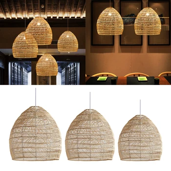Bambus Țesute Lumina Creative Candelabre Decorative Lumina Pandantiv Agățat Corpuri pentru a-i Prinde Camera Fermă Camera de zi