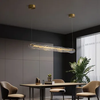 Noul Candelabru Modern de Iluminat Pentru Sala de Mese de Sticlă Design LED Hanglamp Insula de Bucatarie Dreptunghi Corpuri de Iluminat