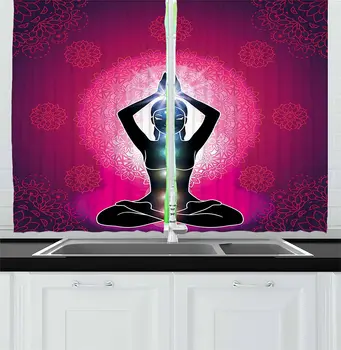 Perdele Opace Lumini De Neon Caracteristică Boem Stil Design Yoga Femeie De Bucatarie Cafe Perdele