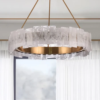 Nordic Stil Candelabru de Cristal de lux de aur rotund LED lampă simplă restaurant interior candelabru de cristal candelabru